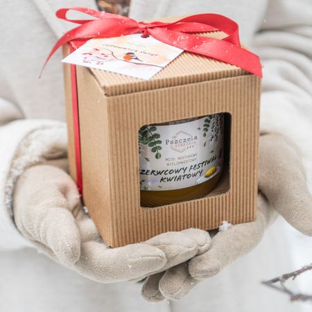 Średni miód tradycyjny  w kartoniku na Boże Narodzenie