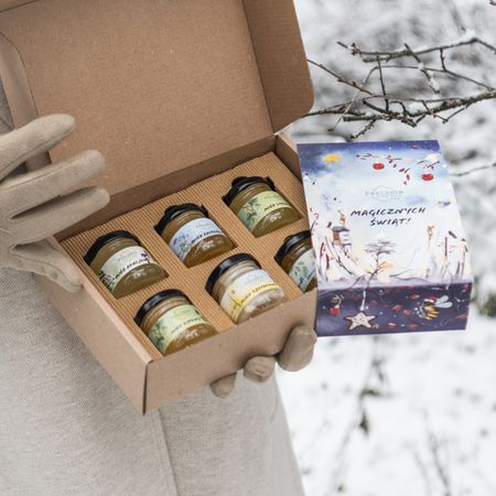 Zestaw sześciu mini-miodków na Boże Narodzenie